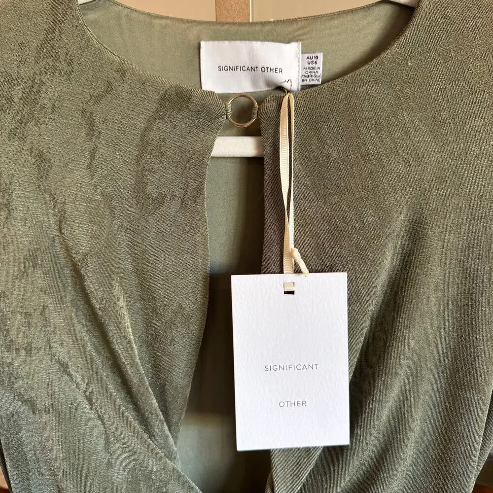 Significant Other Ivy Front Cutout Mini Dress Green NWT SOLD OUT Retail $200 - Picture 7 of 8